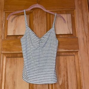Grey and White Striped Tank Top